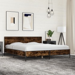 Cadre de lit sans matelas chêne fumé 200x200 cm 