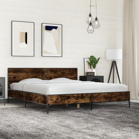 Cadre de lit sans matelas chêne fumé 200x200 cm 