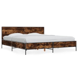 Cadre de lit sans matelas chêne fumé 200x200 cm 