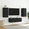 Meuble TV muraux 3 pcs avec lumières LED noir 