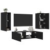 Meuble TV muraux 3 pcs avec lumières LED noir 