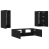 Meuble TV muraux 3 pcs avec lumières LED noir 