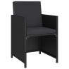 Mobilier à dîner de jardin 6pcs et coussins Résine tressée Noir 