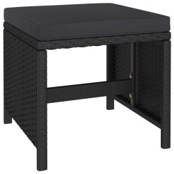 Mobilier à dîner de jardin 6pcs et coussins Résine tressée Noir 