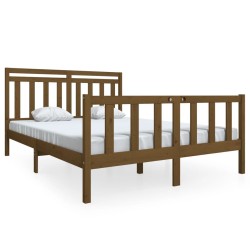 Cadre de lit sans matelas marron miel bois massif 