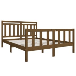 Cadre de lit sans matelas marron miel bois massif 