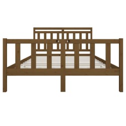 Cadre de lit sans matelas marron miel bois massif 