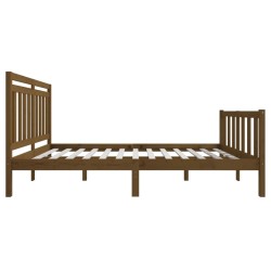 Cadre de lit sans matelas marron miel bois massif 
