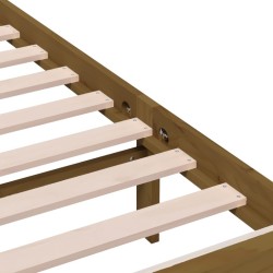 Cadre de lit sans matelas marron miel bois massif 