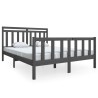 Cadre de lit sans matelas gris bois massif 