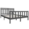 Cadre de lit sans matelas gris bois massif 