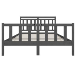 Cadre de lit sans matelas gris bois massif 