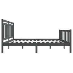 Cadre de lit sans matelas gris bois massif 
