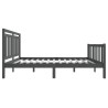 Cadre de lit sans matelas gris bois massif 