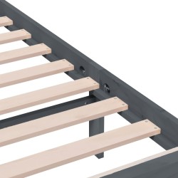 Cadre de lit sans matelas gris bois massif 