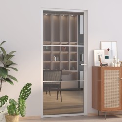 Porte intérieure 93x201,5 cm Blanc Verre ESG et aluminium 