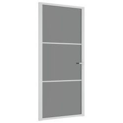 Porte intérieure 93x201,5 cm Blanc Verre ESG et aluminium 