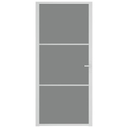 Porte intérieure 93x201,5 cm Blanc Verre ESG et aluminium 