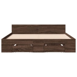 Cadre de lit avec tiroirs sans matelas chêne marron 135x190 cm 