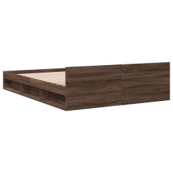 Cadre de lit avec tiroirs sans matelas chêne marron 135x190 cm 