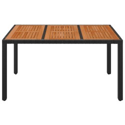 Table de jardin dessus en bois Noir 150x90x75 cm Résine tressée 