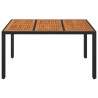 Table de jardin dessus en bois Noir 150x90x75 cm Résine tressée 