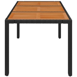 Table de jardin dessus en bois Noir 150x90x75 cm Résine tressée 