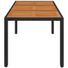Table de jardin dessus en bois Noir 150x90x75 cm Résine tressée 