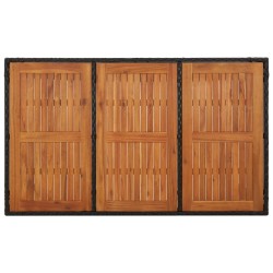 Table de jardin dessus en bois Noir 150x90x75 cm Résine tressée 