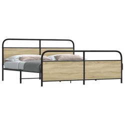 Cadre de lit en métal sans matelas chêne sonoma 183x213 cm 