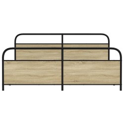 Cadre de lit en métal sans matelas chêne sonoma 183x213 cm 