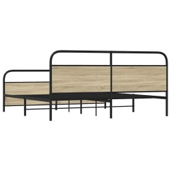 Cadre de lit en métal sans matelas chêne sonoma 183x213 cm 