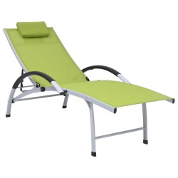 Chaise longue aluminium textilène vert 