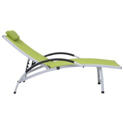 Chaise longue aluminium textilène vert 
