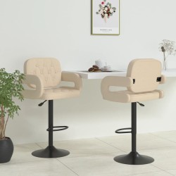 Tabourets de bar lot de 2 crème tissu 