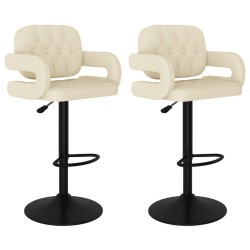 Tabourets de bar lot de 2 crème tissu 
