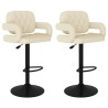 Tabourets de bar lot de 2 crème tissu 