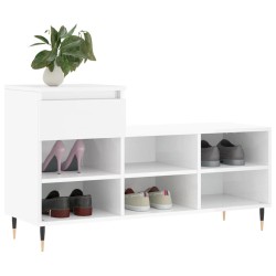 Armoire à chaussure Blanc brillant 102x36x60 cm Bois ingénierie 