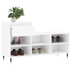 Armoire à chaussure Blanc brillant 102x36x60 cm Bois ingénierie 