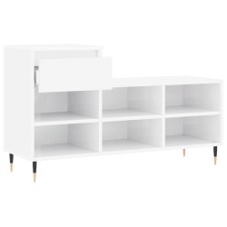 Armoire à chaussure Blanc brillant 102x36x60 cm Bois ingénierie 