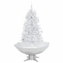 Arbre de Noël neigeux avec base de parapluie Blanc 170 cm 