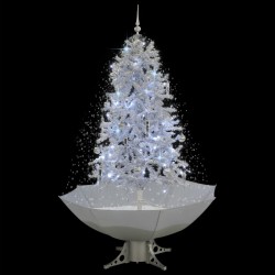 Arbre de Noël neigeux avec base de parapluie Blanc 170 cm 