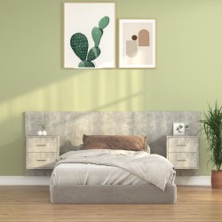 Tête de lit avec armoires Gris béton Bois d'ingénierie 