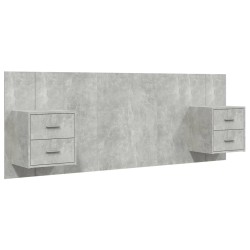 Tête de lit avec armoires Gris béton Bois d'ingénierie 