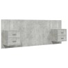 Tête de lit avec armoires Gris béton Bois d'ingénierie 