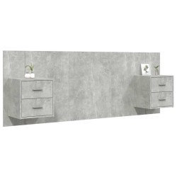Tête de lit avec armoires Gris béton Bois d'ingénierie 