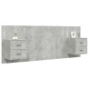 Tête de lit avec armoires Gris béton Bois d'ingénierie 