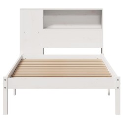 Lit bibliothèque sans matelas blanc 100x200 cm bois pin massif 