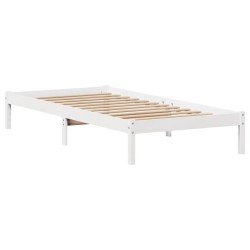 Lit bibliothèque sans matelas blanc 100x200 cm bois pin massif 
