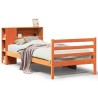 Lit bibliothèque sans matelas cire marron 90x190 cm bois massif 